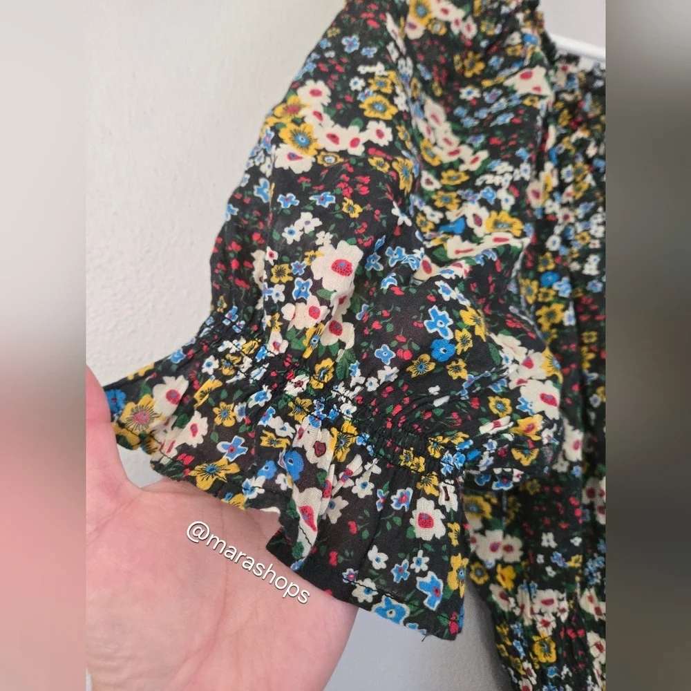 MOTHER The Dollface Cotton Floral Smocked Top